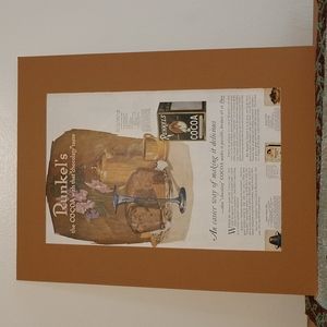1918 Vintage 14"x18" Matted Runkel's Cocoa Ad Advertisement